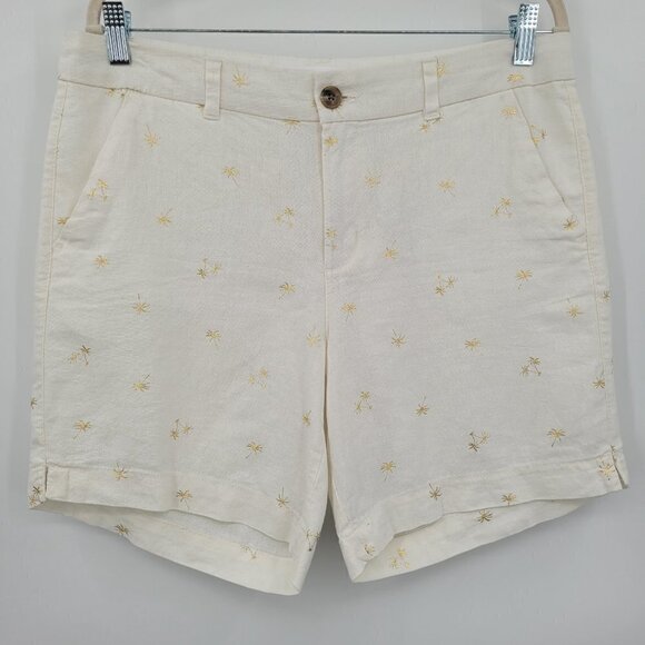 Old Navy Everyday Linen Blend Gold Palm Trees Shorts - Picture 3 of 11